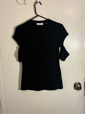 Marcella NYC Black Short Sleeve T-Shirt with Cutouts